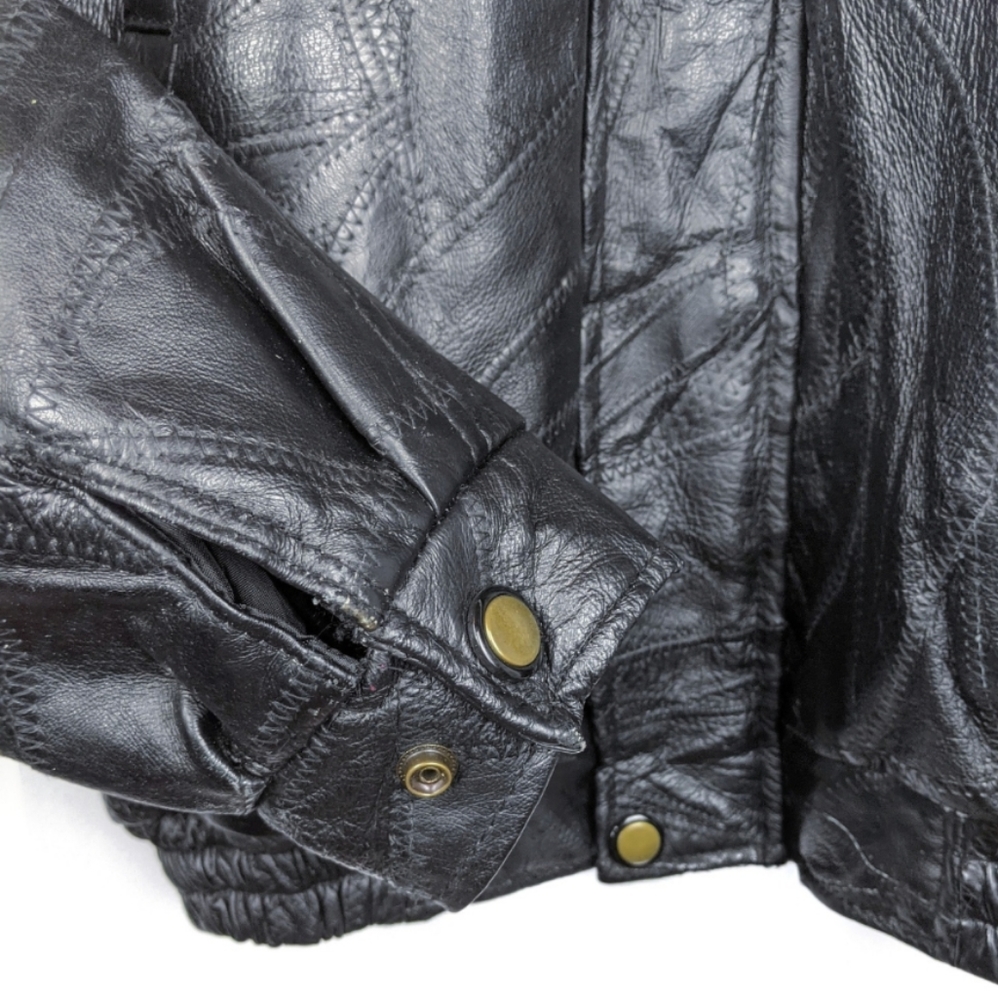Vintage Patchwork Leather Bomber Jacket - image 3
